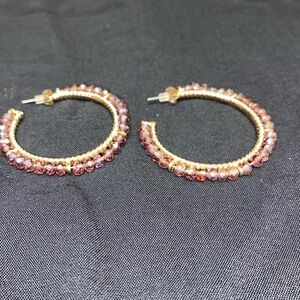 Purple beaded hoop earrings